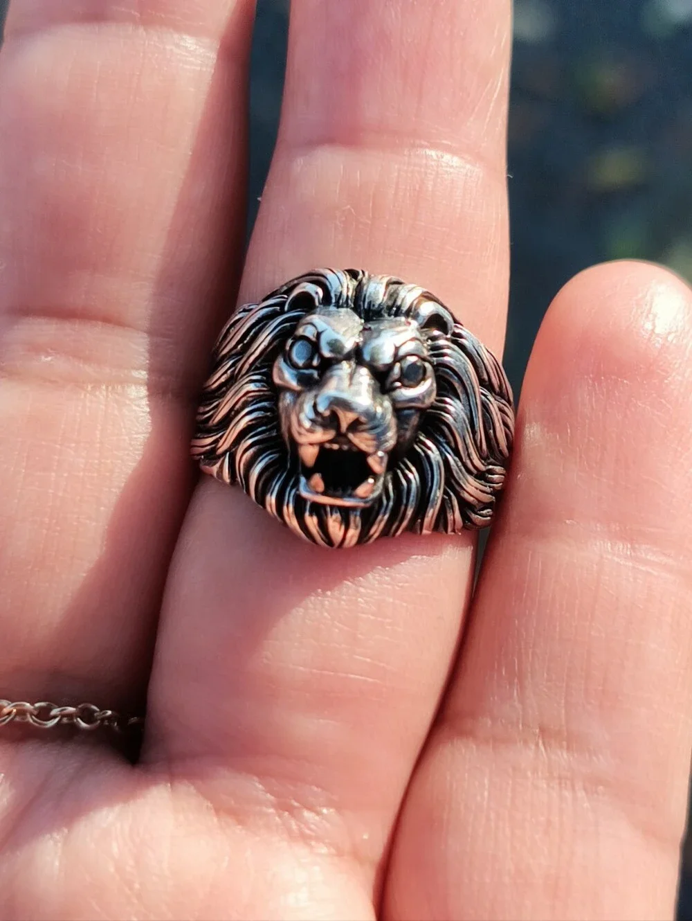 925 Sterling Silver Lion Head Ring in Sz.9